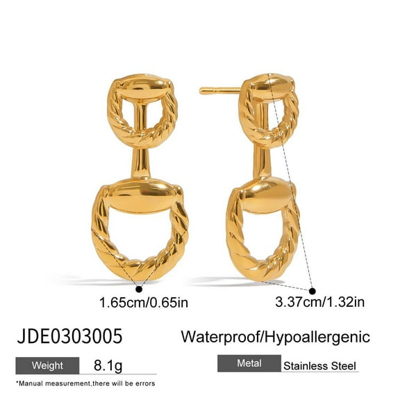PISONIC 18K Gold Plated Charm Horseshoe Buckle Pendant Earrings for Women Stainless Steel Earrings Hypoallergenic Statement Earrings Jewelry