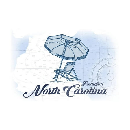 Chair Companies In North Carolina Beaufort, North Carolina - Beach Chair and Umbrella - Blue - Coastal Icon Print Wall Art By Lantern Press ()