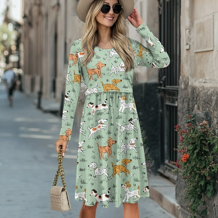 white christmas dresses Nursing Short Dress With Long Sleeve Casual Breastfeeding Dress – Glamix  Maternity main image 1