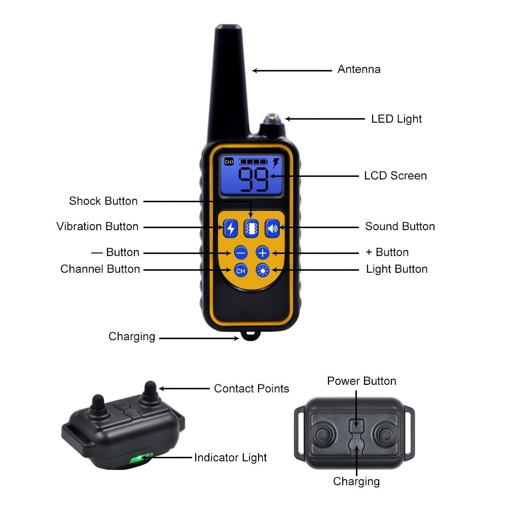 Rechargeable Dog Training Collar for 2 Dogs - Safe and Effective Electric Shock Collar for Obedience Training and Behavior Correction