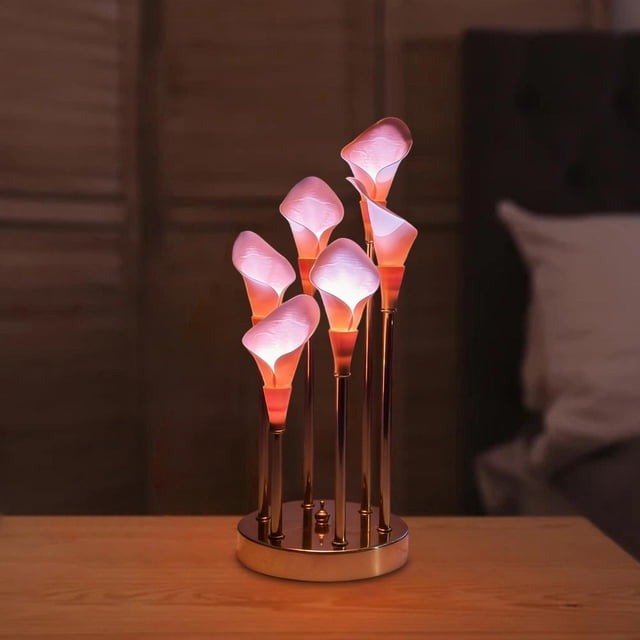 Luz de noche de flores con 3 niveles de , lámpara de mesa LED única para decoración del hogar, luz de mesita de noche para boda, oficina, regalo