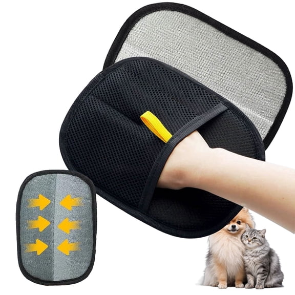 Pet Hair Removal Gloves, Suitable For Dogs And Cats, Reusable Static Pet Hair Removal Gloves, Cat Hair Cleaner And Lint Remover, Perfect For Cats, Dogs, Clothes, And Sofas. (Black, 2 Pack)