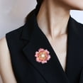 thumbnail image 3 of Women Brooch Sparkling Rhinestones Imitation Pearl Flower Shape Lapel Pin Suits Coats Bags Scarves Badge Versatile Accessory, 3 of 8