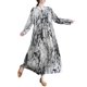 thumbnail image 1 of Vestido vintage suelto con estampado de bolsillos Vestido de manga larga con cuello en O Abody Grande, 1 of 7
