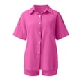 thumbnail image 5 of WAYUTE Womens Sets 2 Piece Outfits V Neck Solid Color Shorts and Shirt Top Shirt Slim Suits Travel Vacation Fashion Casual Summer Outfit, 5 of 6