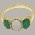 thumbnail image 4 of LBG British Made 10k Yellow Gold Genuine Natural Opal & Emerald Womens Statement Ring - 33 size options - Size 5.5, 4 of 7