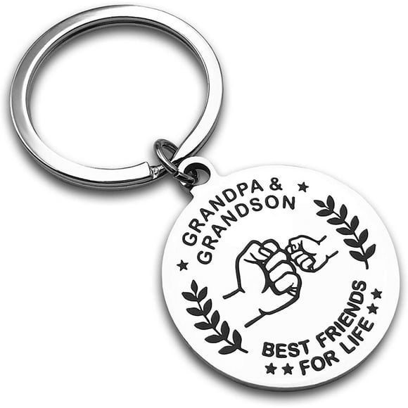 Citations d'Amour pour Grand-Papa Anneau Porte-Clés en Acier Inoxydable, Meilleur Cadeau pour Grand-Père pour la Fête des Pères, Cadeaux d'Anniversaire pour Grand-Papa de la Petite-Fille