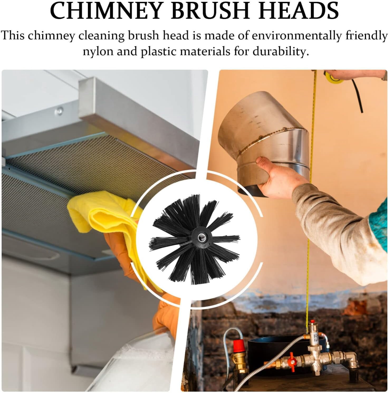 Dryer Vent Brush - Dryer Vent Cleaner Kit - Dryer Duct Cleaning Kit Chimney （6 * 410mm long rod+1 100mm brush head+1 hexagonal rod）