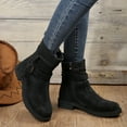 thumbnail image 4 of Versatile Women's Mid-Tube Boots Thick-Heeled Strappy Fashion Casual Fall Winter Footwear Black,36, 4 of 9