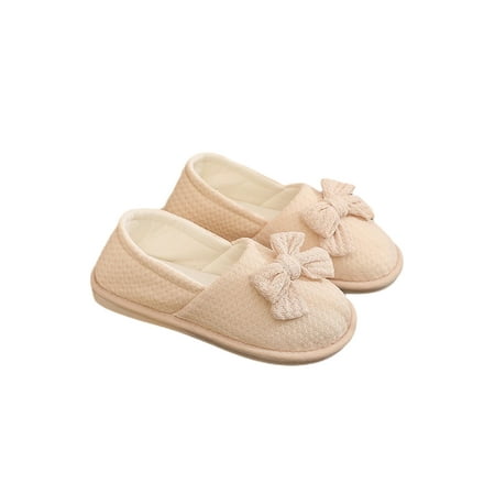 

Gomelly Womens Breathable Loafer Slippers Anti-Skid Slip On Slipper For Mom Indoor Bedroom Light Weight Closed Toe Mother Shoe Beige 5.5-6