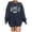 Navy, variant on Ladies' Autumn And Winter Casual Comfortable Plus Size Fashionable English Printed Round Neck Long Sleeved Loose Casual Hooded Sweatshirt Juniors Sweatshirts