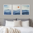 thumbnail image 3 of PixonSign Framed Canvas Print Wall Art Set - Blue Mountain Ranges Sunrise Landscape Posters - Set of 3 Boho Pastel Nature Wilderness Wall Décor for Living Room, Bedroom, Office - 8"x10" White, 3 of 5