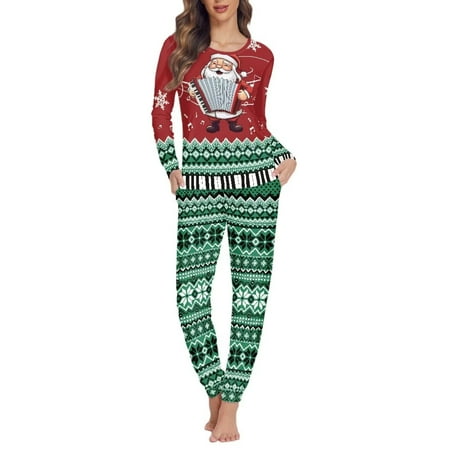 

FKELYI Cartoon Santa Pjs Set of 2 Durable Xmas Festival Adult Pajamas Women Size 3XL Leisure Cozy Pajamas for Women Christmas Gift