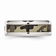 thumbnail image 3 of Stainless Steel Polished With CZ Printed Brown Camo Under Rubber Band Size: 10; for Adults and Teens; for Women and Men, 3 of 7