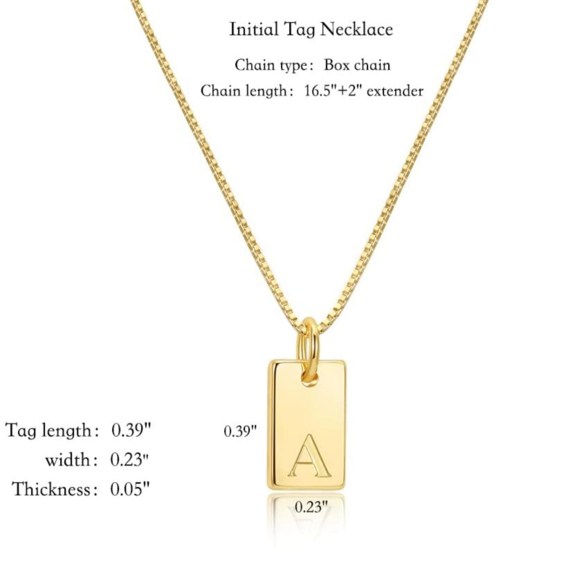 MACEHLJP Initial Necklace for Her Personalized Initial Tag Pendant Necklaces 14K Gold Plated