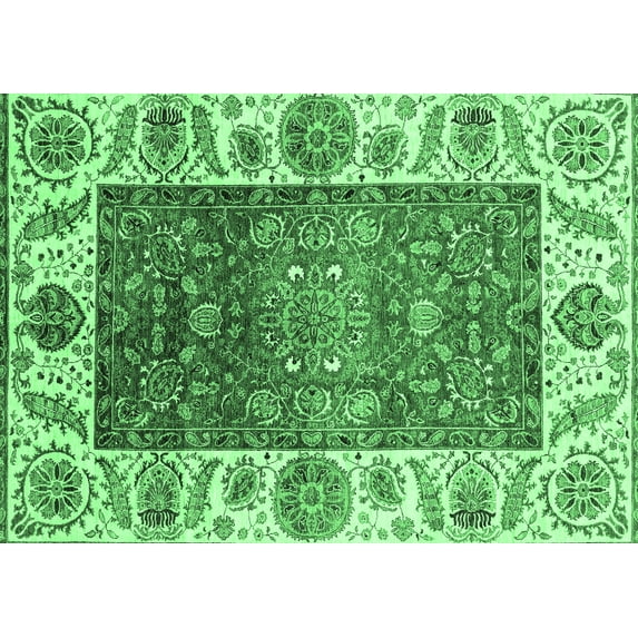 Ahgly Company Indoor Rectangle Oriental Emerald Green Traditional Area Rugs, 8' x 10'