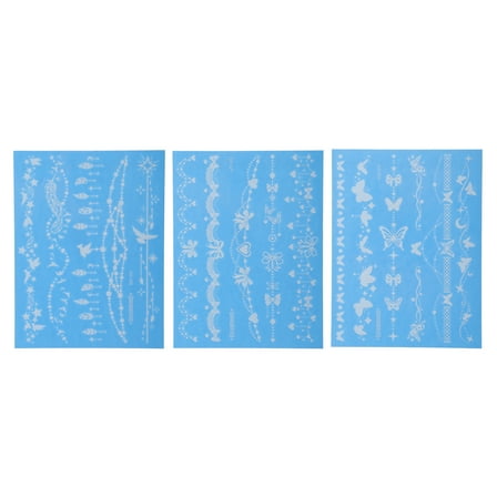 Unique Bargains 3 Pcs Luminous Fake Tattoos Bracelet Pattern Temporary Tatto for Adult Fluorescent Blue