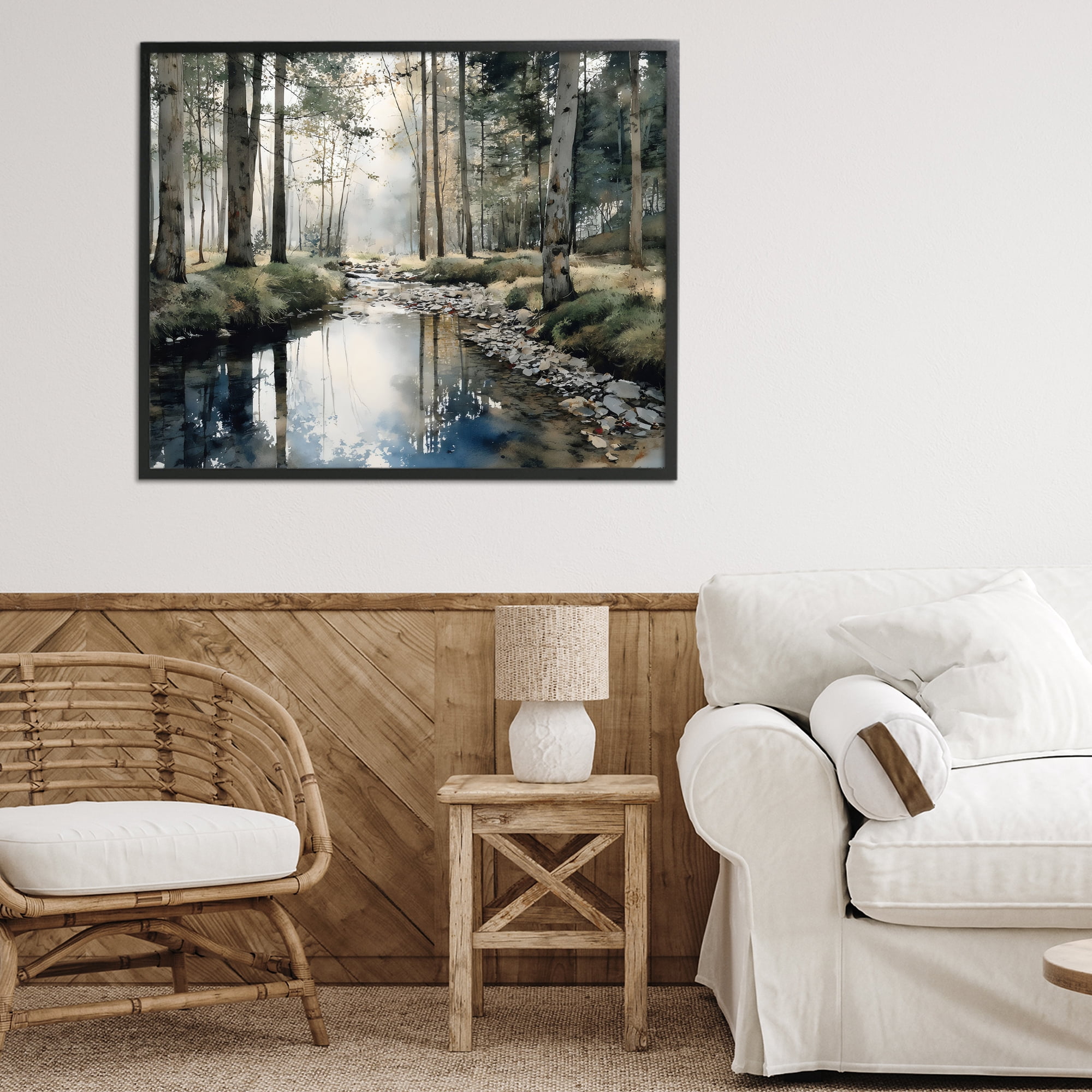 Stupell Industries Woodland Wonder Creek Black Framed Giclee Art, design by Franklyn Gregory