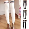 thumbnail image 1 of SPRING PARK 1Pair Women Gril Striped Over Knee Socks Cotton Knit High Thigh Stocking, 1 of 8