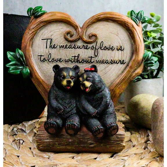 Ebros Bear Couple Under Heart Shaped Willow Tree Figurine Love Without Measure