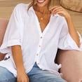 thumbnail image 4 of Camisa larga de algodón y lino de color sólido con cola de golondrina y mangas acampanadas sueltas informales de tres cuartos para mujer Fridja  fjkfkj4090, 4 of 8