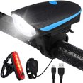 thumbnail image 1 of Lámpara de bicicleta impermeable IPX4, luz de bicicleta recargable USB con zumbador 120dB para ciclismo, bicicleta de montaña, bicicleta híbrida, bicicleta kaili Sencillez, 1 of 6