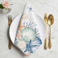 thumbnail image 2 of Navy Blue Coastal Cloth Napkins, Shell Starfish Coral Nautical Summer Beach Washable and Reusable Dinner Napkins Set of 8, Table Napkin for Kitchen Party Birthday Wedding Hotel Housewarming 20"x20", 2 of 9