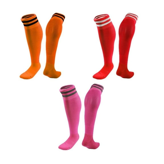 Lian LifeStyle 3 Pairs Knee High Sports Socks for Soccer, Softball, Baseball, Soccer, and Many Other Sports XL002 Size S Orange,Red,Rose