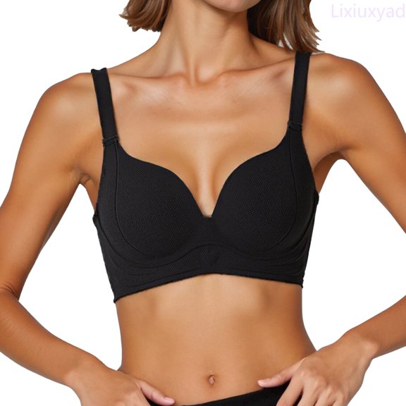 Lixiuxyad Seamless Comfort Bras For Wireless T Shirt Bra With Side Support And Lift Thin Soft Smooth No Underwire Everyday Wear,Bras for Women Black 100B