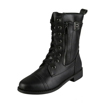 

nsendm Wide Calf Snow Boots for Women plus Size Boots Boots Shoes Zipper For Rain Boots for Women Mid Calf Size 8 Black 7