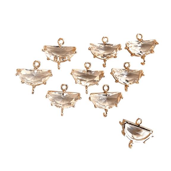 Half Moon Glass Connectors, Beads, Spacers (10 count)