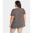 thumbnail image 4 of CASSIE LIZ Plus Size Women's Tops Boho Floral 2X Short Sleeve Blouses Black Base Fashion Swing Crew Neck Pullover Casual Shirts Loose Fit Tunics Spring Summer Tee 2XL 18W 20W, 4 of 6