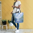 thumbnail image 4 of FORMRS Womens Canvas Tote Bag with Zipper Inner Pocket Shoulder Handbag, Blue Sky and River, 4 of 7