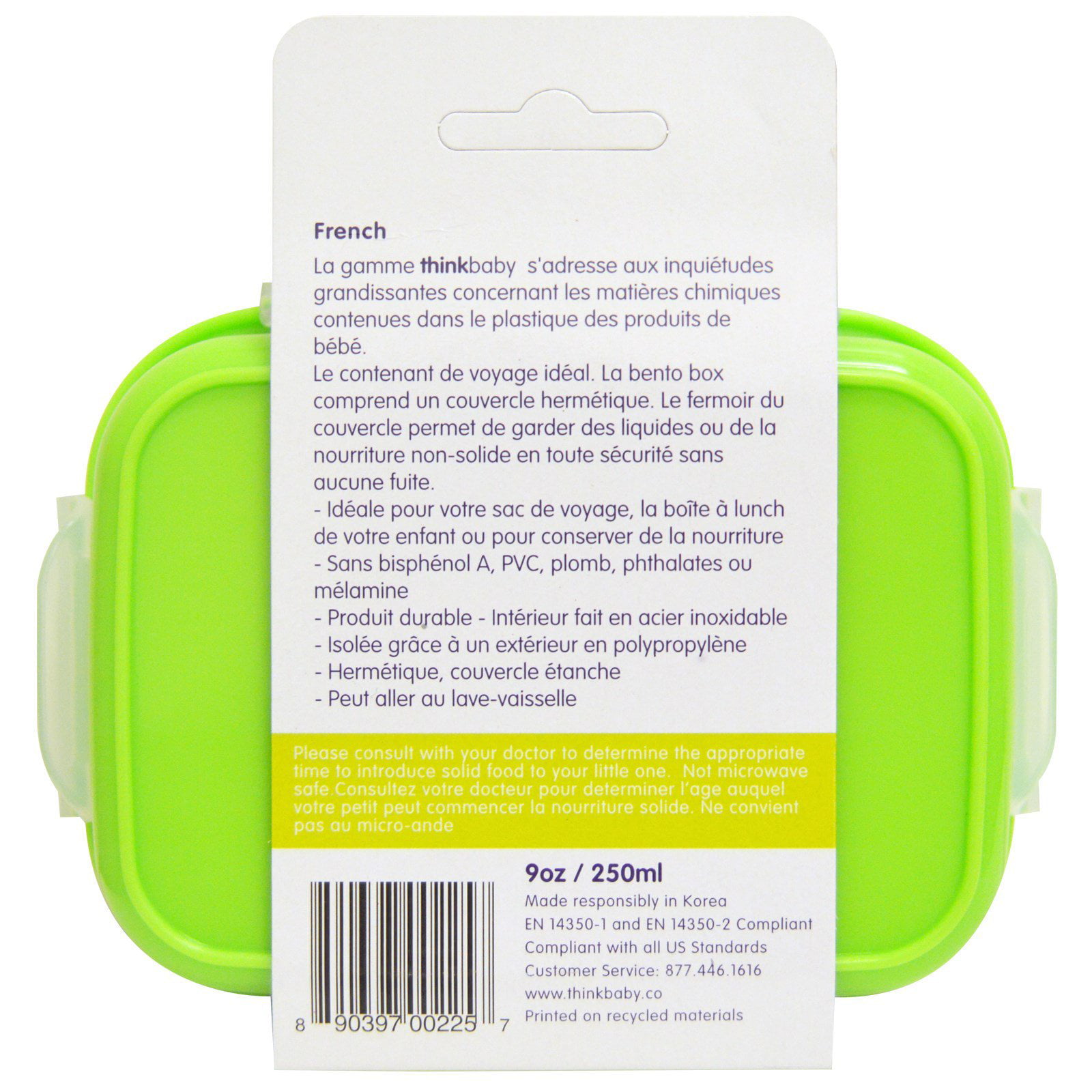 Thinkbaby BPA Free Bento Box (Light Blue), 6.25x5x2.5 Inch (Pack of 1)