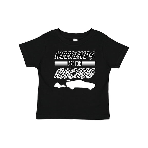 Inktastic Weekends Are for Racing Race Car Silhouette and Racing Flag Boys or Girls Baby T-Shirt