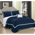 thumbnail image 3 of 8 Pc. Neal Hotel Collection 2 Tone banded Geometrical Embroidered Quilt in a bag Includes sheets set Shams and, 3 of 5