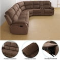 thumbnail image 4 of Aukfa 3-Piece Recliner Sofa Set, 6 Seat Sectional Couch with Cup Holders&Storage Console, Brown, 4 of 11