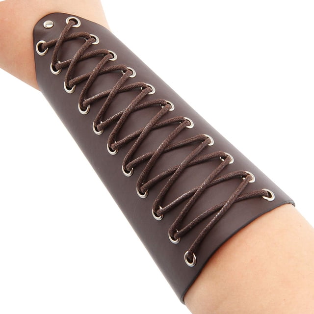 1 par de protectores de brazos de cuero, unisex, con cordones, para tiro con arco