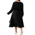 thumbnail image 4 of DARING DIVA Plus Size Swiss Dot V Neck Long Sleeve Midi Dress 3X Black, 4 of 6