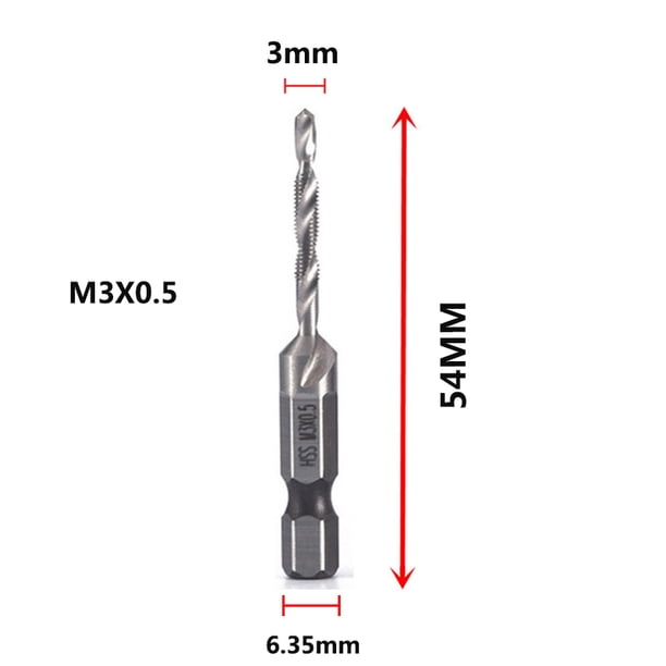 Juego de brocas para grifo, vástago hexagonal chapado en titanio, broca de rosca HSS, máquina de tornillo, grifo compuesto M3 M4 M5 M6 M8 M10, herramientas manuales, 6 uds.
