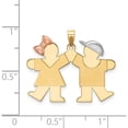 thumbnail image 2 of 14K Tri-Color Small Girl On Left And Boy Right Engravable Charm (22 X 25) Made In United States xk407, 2 of 5