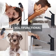 KAIYING Bathroom Sink Faucet with Pull-Out Sprayer, Single Handle, Rotating Spout, Suitable for RV & Utility Bar Sink