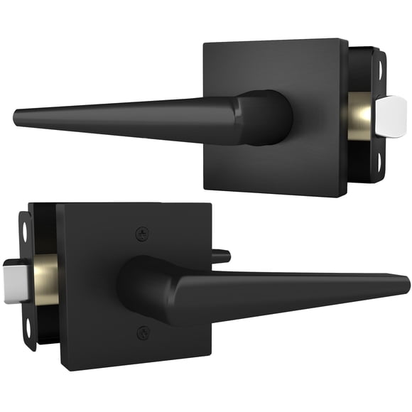 Mega Handles - Écheveau Passage I Ensemble de Poignées de Porte pour Couloir, Placard et Salle de Bain I Design Réversible Robuste I s'Adapte à Toutes les Tailles de Porte Standard I Vis Incluses - Noir Mat (1 Pack)
