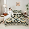 thumbnail image 4 of Manfei Western Tribal Full Size Comforter Sets,Rustic Aztec Bedding Comforter Set,Beige Blue Black Bedding Sets For Girls Boys,Microfiber Bedroom Decor Reversible,3-Piece, 4 of 8