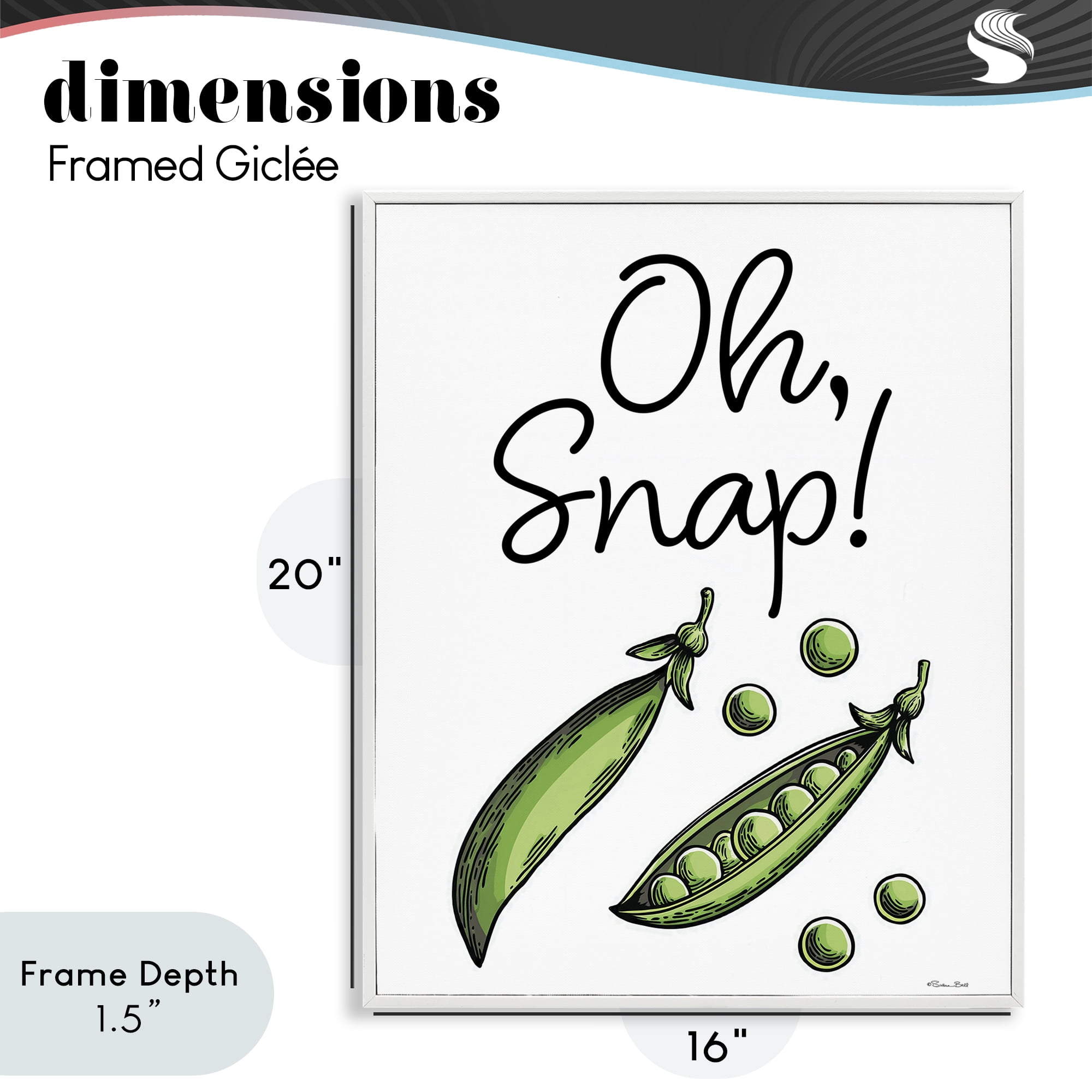 Stupell Industries Oh Snap Peas White Framed Giclee Art, design by Susan Ball