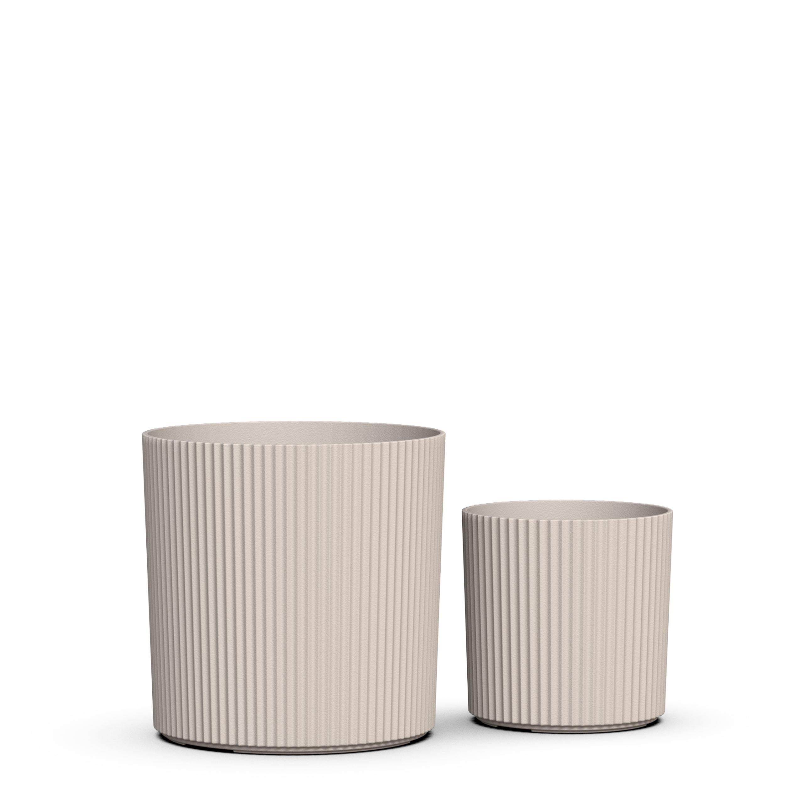 Serene 14in and 10in Round Chai Plastic Plant Planters with Drainage Holes, 2-Pack