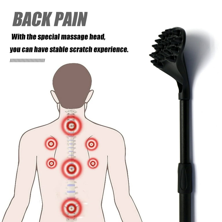 EASACE Back Scratcher for Women Men Extendable with Strong ABS Massage  Head, 21inch Body Scratcher for Adults - Pets Compact - Retractable Black 