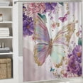 thumbnail image 6 of Awypu Shower Curtain Set Butterfly Floral Watercolor Butterfly Flowers Pink Purple Butterfly Spring White, 6 of 7