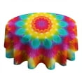 thumbnail image 4 of Colorful Tie Dye Mandala Pattern Round Tablecloth 60"x60",Wrinkle Wipeable Table Cloth for Kitchen Dining Room Picnic Patio Party, 4 of 6