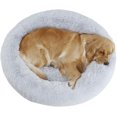 thumbnail image 6 of 39'' inch Calming Dog Bed, Plush Anti-Anxiety Donut Dog Bed for Medium Large Dogs, Warming Cozy Soft Cute Round Washable, Marshmallow Cuddler Nest Pet Bed, Brown, 6 of 10
